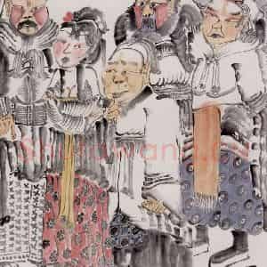 2001年 周京心《名花有主图》国画人物作品图片鉴赏