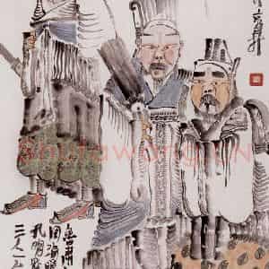 2000年 周京心《三个男人一台戏》国画人物作品图片鉴赏