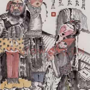 2000年 周京心《刘备不在家》国画人物作品图片鉴赏