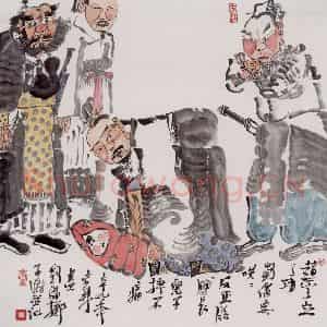 2001年 周京心《刘备摔儿图》国画人物作品图片鉴赏