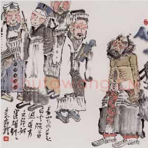 2002年 周京心《宋江与阮氏三雄》国画人物作品图片鉴赏