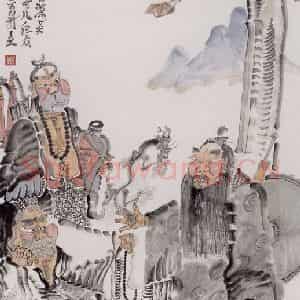 2002年 周京心《梁山三圣图》国画人物作品图片鉴赏