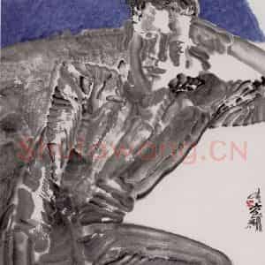 1999年 周京心《蓝蓝的天》国画人物作品图片鉴赏