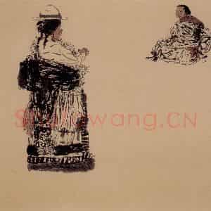 1988年 周京心《啊若》国画人物作品图片鉴赏