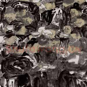 1990年 周京心《迎客酒》国画人物作品图片鉴赏