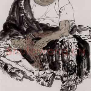 1992年 周京心《老马之二》国画人物作品图片鉴赏