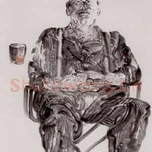 1995年 周京心《咖啡》国画人物作品图片鉴赏