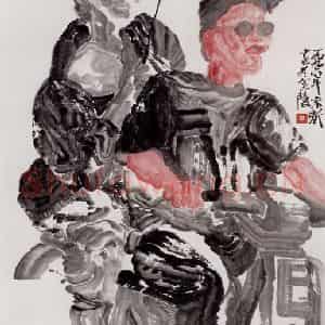 1996年 周京心《金鸡》国画人物作品图片鉴赏