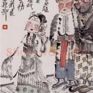 2001年 周京心《李师师作法图》国画人物作品图片鉴赏