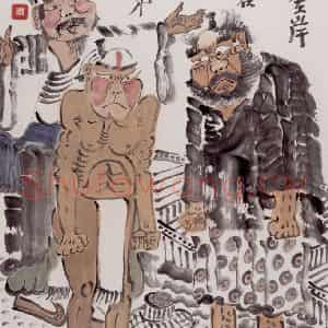 2001年 周京心《不打不成交》国画人物作品图片鉴赏