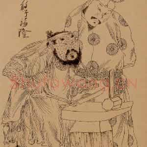 1998-1999年 周京心《水浒人物八十图·汤隆 燕顺》国画人物作品图片鉴赏