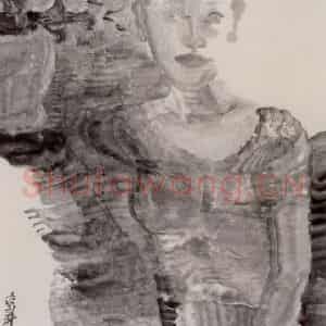 2000年 周京心《花影》国画人物作品图片鉴赏