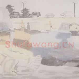 2001年 田黎明《都市的河道》国画综合作品图片鉴赏