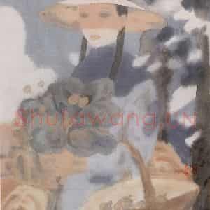 1994年 田黎明《蓝天》国画人物作品图片鉴赏