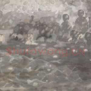 1993年 田黎明《阳光下游泳的人》国画人物作品图片鉴赏