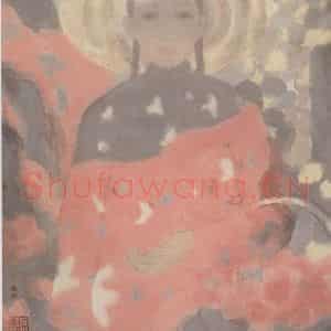 1993年 田黎明《秋红》国画人物作品图片鉴赏