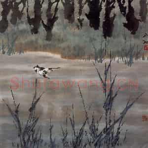 1997年 萧朗《江岸》国画花鸟写意作品图片鉴赏