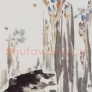 1979年 萧朗《鸢尾》国画花鸟写意作品图片鉴赏