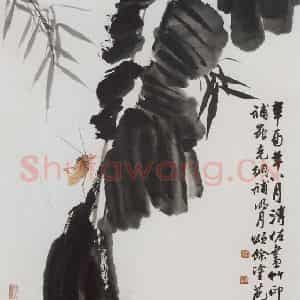1981年 萧朗《竹焦月吟》国画花鸟写意作品图片鉴赏
