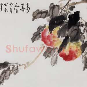 1959年 萧朗《多寿图》国画花鸟写意作品图片鉴赏
