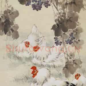 1982年 萧朗《群鸡图》国画花鸟写意作品图片鉴赏