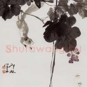 1983年 萧朗《探果》国画花鸟写意作品图片鉴赏
