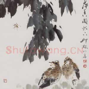 1985年 萧朗《雨后》国画花鸟写意作品图片鉴赏