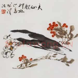 1988年 萧朗《天仙配》国画花鸟写意作品图片鉴赏