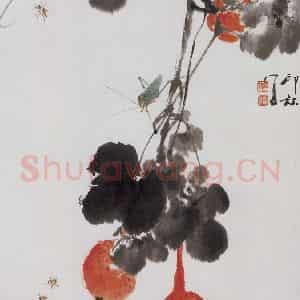 1975年 萧朗《木鳖子》国画花鸟写意作品图片鉴赏
