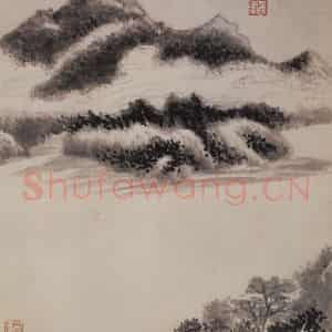 1621年 董其昌《山水册之二》国画山水写意作品图片鉴赏