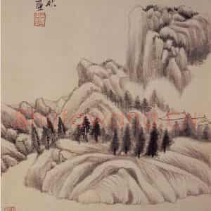1621年 董其昌《山水册之五》国画山水写意作品图片鉴赏