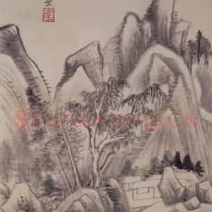 1621年 董其昌《山水册之六》国画山水写意作品图片鉴赏