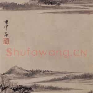 1621年 董其昌《山水册之七》国画山水写意作品图片鉴赏