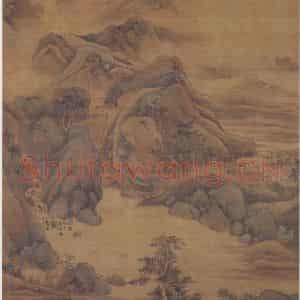 明代 董其昌《仿赵孟頫秋江图》国画山水写意作品图片鉴赏