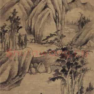 明代 董其昌《平林秋色图》国画山水写意作品图片鉴赏