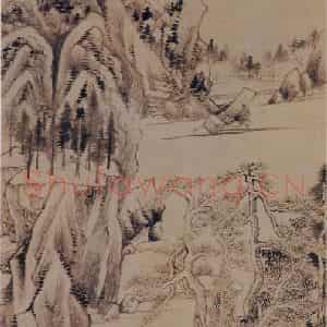 明代 董其昌《佘山游境图》国画山水写意作品图片鉴赏