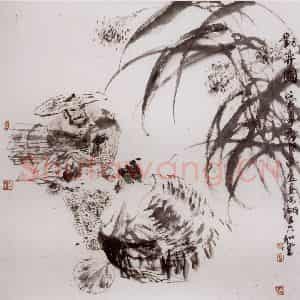 1998年 冯远《对弈图》国画人物作品图片鉴赏