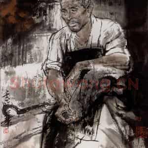 1982年 冯远《工人》国画人物作品图片鉴赏