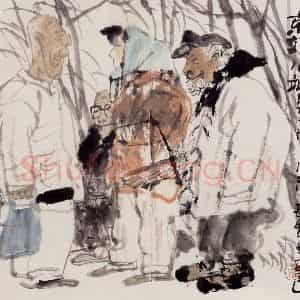 1994年 卢沉《京郊小站》国画人物作品图片鉴赏