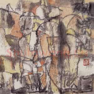 1999年 卢沉《放浪形骸》国画人物作品图片鉴赏