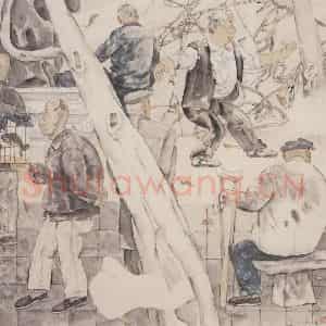 2000年 卢沉《斜阳》国画综合作品图片鉴赏