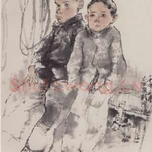 1980年 周思聪《矿工子弟》国画人物作品图片鉴赏