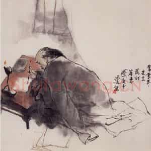 1980年 周思聪《曹雪芹先生荒郊著书图》国画人物作品图片鉴赏