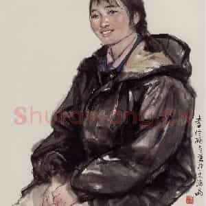 1972年 卢沉《人物写生-女船工》国画人物作品图片鉴赏