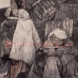 1982年 周思聪《日出而作,日落而息》国画人物作品图片鉴赏