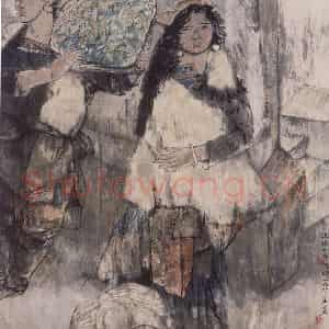 1983年 周思聪《边城小镇》国画人物作品图片鉴赏