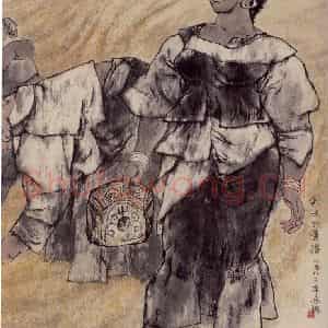 1983年 周思聪《秋天的素描》国画人物作品图片鉴赏