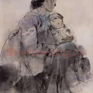 1983年 周思聪《母子图》国画人物作品图片鉴赏