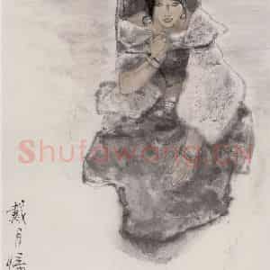 1983年 周思聪《戴月归》国画人物作品图片鉴赏