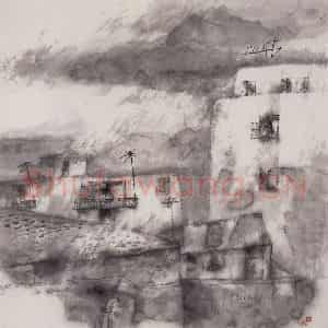 1987年 周思聪《过路雨》国画山水作品图片鉴赏